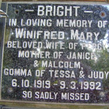 BRIGHT Winifred Mary 1919-1992