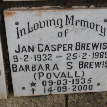BREWIS Jan Casper 1932-1989 &amp; Barbara S. POVALL 1935-2000