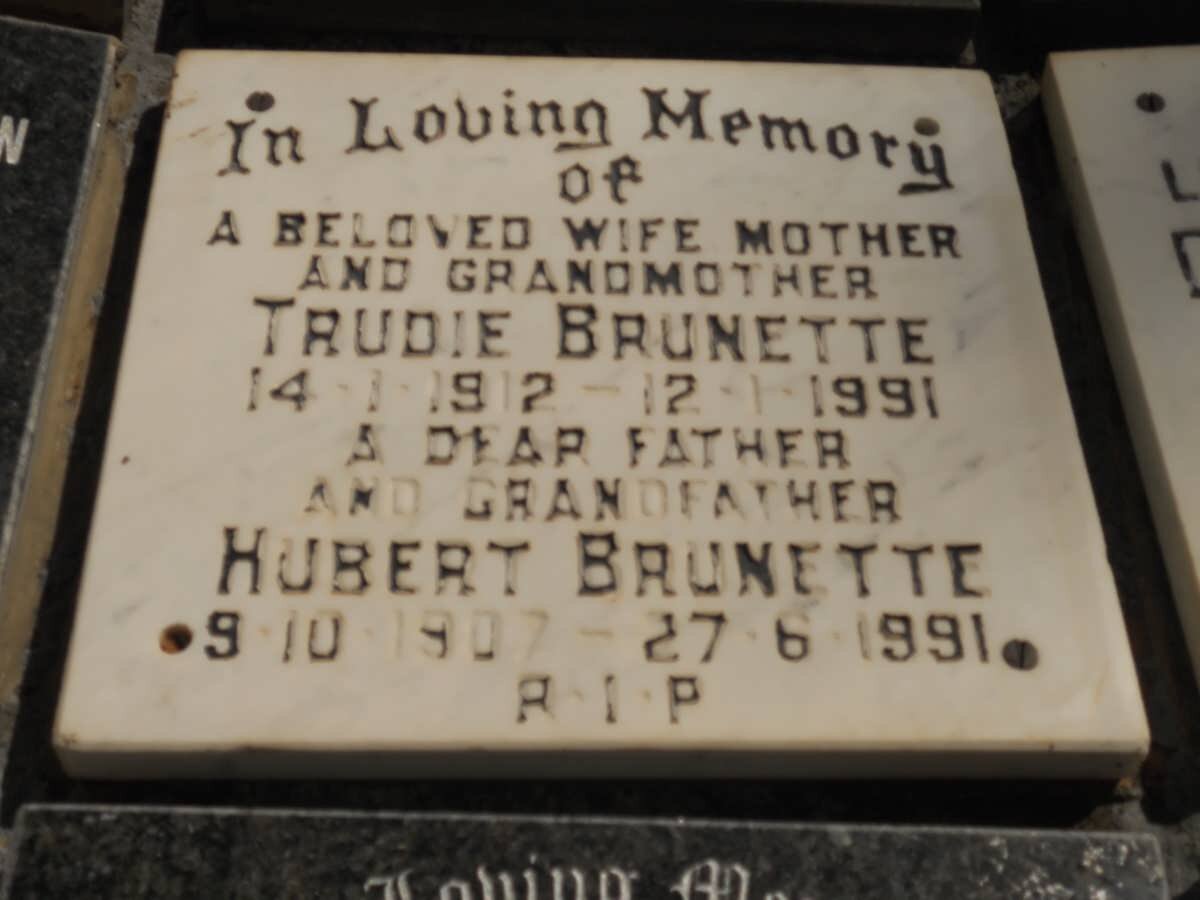BRUNETTE Hubert 1907-1991 &amp; Trudie 1912-1991