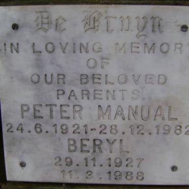 BRUYN Peter Manual, de 1921-1982 &amp; Beryl 1927-1988
