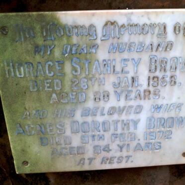 BROWN Horace Stanley -1958 &amp; Agnes Dorothy -1972