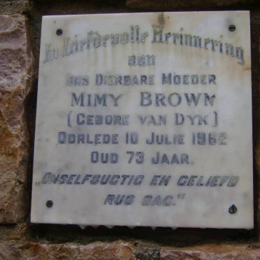 BROWN Mimy nee VAN DYK -1962