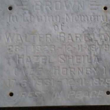 BROWN Walter Barclay 1923-1979 &amp; Hazel Sheila HORNBY 1931-1979
