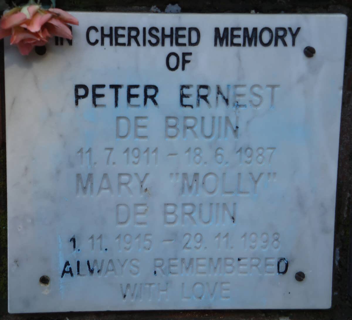 BRUIN Peter Ernest, de 1911-1987 &amp; Mary 1915-1998
