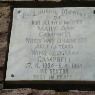 CAMPBELL Mary Ann -1958 :: CAMPBELL Winifred May 1904-1994