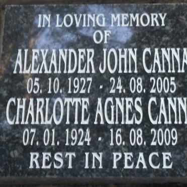 CANNA Alexander John 1927-2005 &amp; Charlotte Agnes 1924-2009