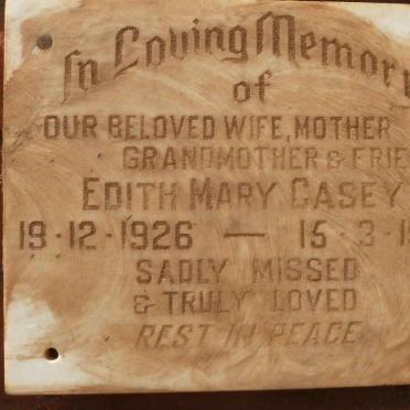 CASEY Edith Mary 1926-1988