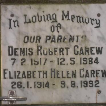 CAREW Denis Robert 1917-1984 &amp; Elizabeth Helen 1914-1992