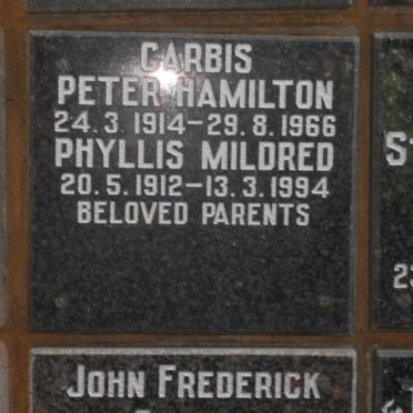 CARBIS Peter Hamilton 1914-1966 &amp; Phyllis Mildred 1912-1994