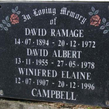 CAMPBELL David Ramage 1894-1972 :: CAMPBELL Winifred Elaine 1907-1996 :: CAMPBELL David Albert 1955-1978