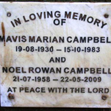 CAMPBELL Mavis Marian 1930-1983 :: CAMPBELL Noel Rowan 1958-2009