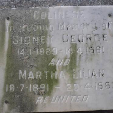 COLINESE Sidney George 1889-1961 &amp; Martha Lilian 1891-1983