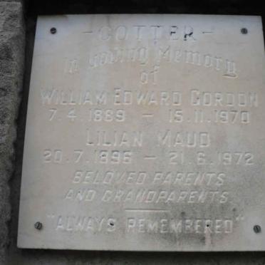 COTTER Willam Edward Gordon 1889-1970 &amp; Lilian Maud 1896-1972