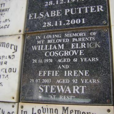 COSGROVE William Elrick -1974 &amp; Effie Irene STEWART -2003