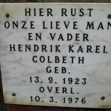 COLBETH Hendrik Karel 1923-1976