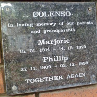 COLENSO Phillip 1909-1998 &amp; Marjorie 1914-1979