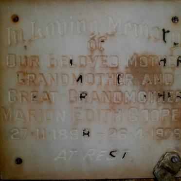 COOPER Marion Edith 1898-1979