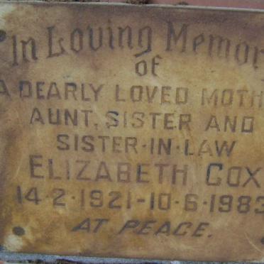 COX Elizabeth 1921-1983