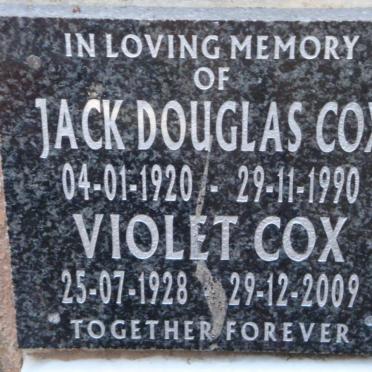 COX Jack Douglas 1920-1990 &amp; Violet 1928-2009