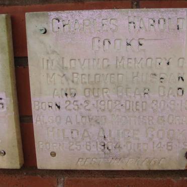 COOKE Charles Harold 1902-1974 &amp; Hilda Alice 1904-1977