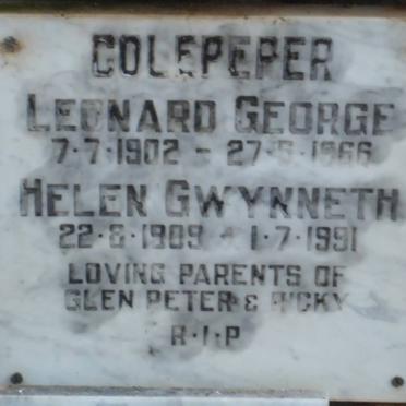 COLEPEPER Leonard George 1902-1966 &amp; Helen Gwynneth 1909-1991
