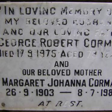 CORMAC George Robert -1975 &amp; Margaret Johanna 1903-1985