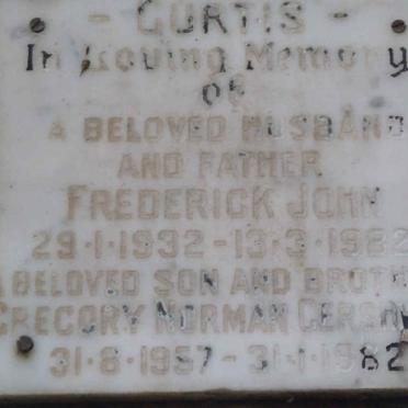 CURTIS Frederick John 1932-1982 :: GERSHWIN Gregory Norman 1957-1982