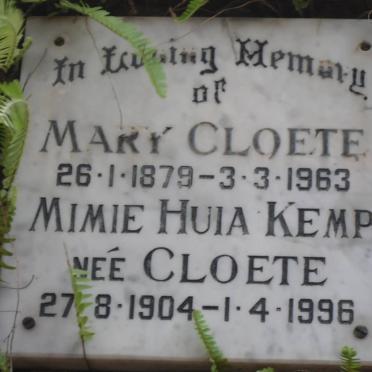 CLOETE Mary 1879-1963 :: KEMP Mimie Huia nee CLOETE 1904-1996