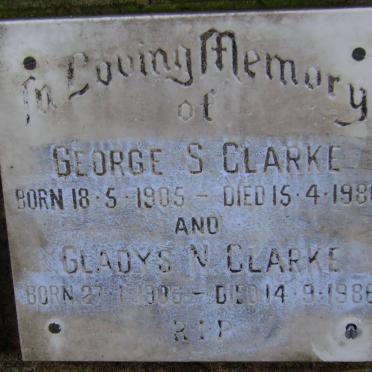CLARKE George S. 1905-1980 &amp; Gladys N. 1906-1986