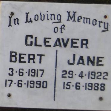 CLEAVER Bert 1917-1990 &amp; Jane 1922-1988
