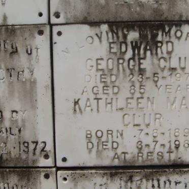 CLUR Edward George -1972 &amp; Kathleen Mary 1899-1986