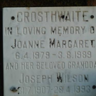 CROSTHWAITE Joseph Wilson 1907-1993 &amp; Joanne Margaret 1979-1989