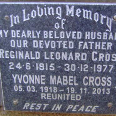 CROSS Reginald Leonard 1915-1977 &amp; Yvonne Mabel 1918-2013
