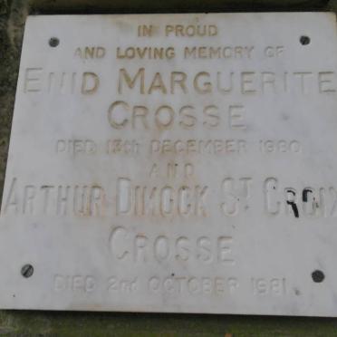 CROSSE Arthur Dimock St Croix -1981 &amp; Enid Marguerite -1980