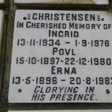 CHRISTENSEN Povl 1897-1980 &amp; Erna 1896-1983 :: CHRISTENSEN Ingrid 1934-1978