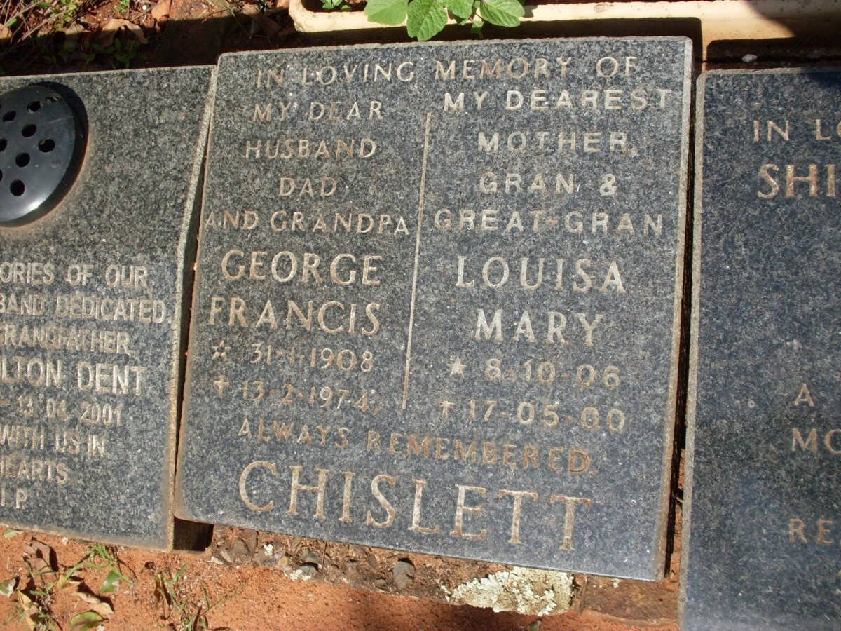 CHISLETT George Francis 1908-1974 &amp; Louisa Mary 1906-2000