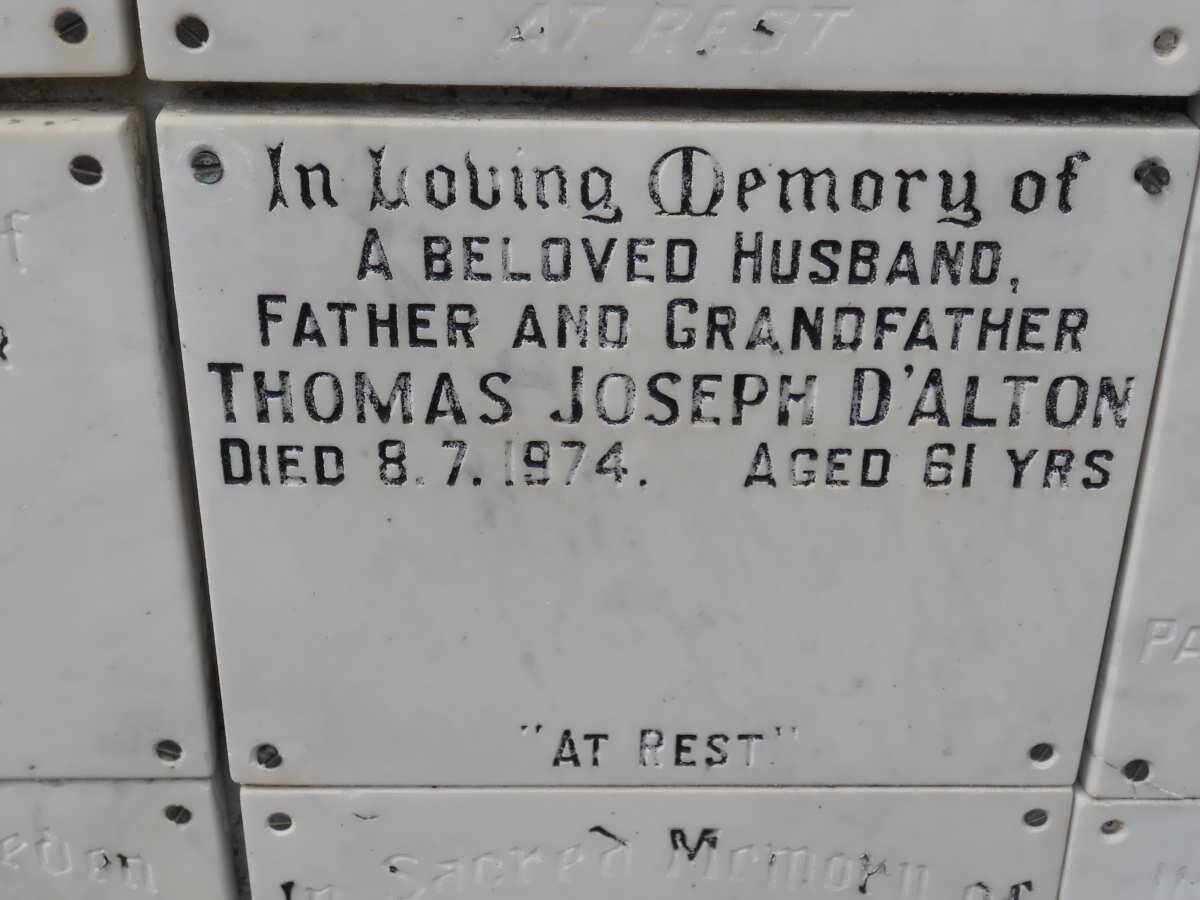 D'ALTON Thomas Joseph -1974