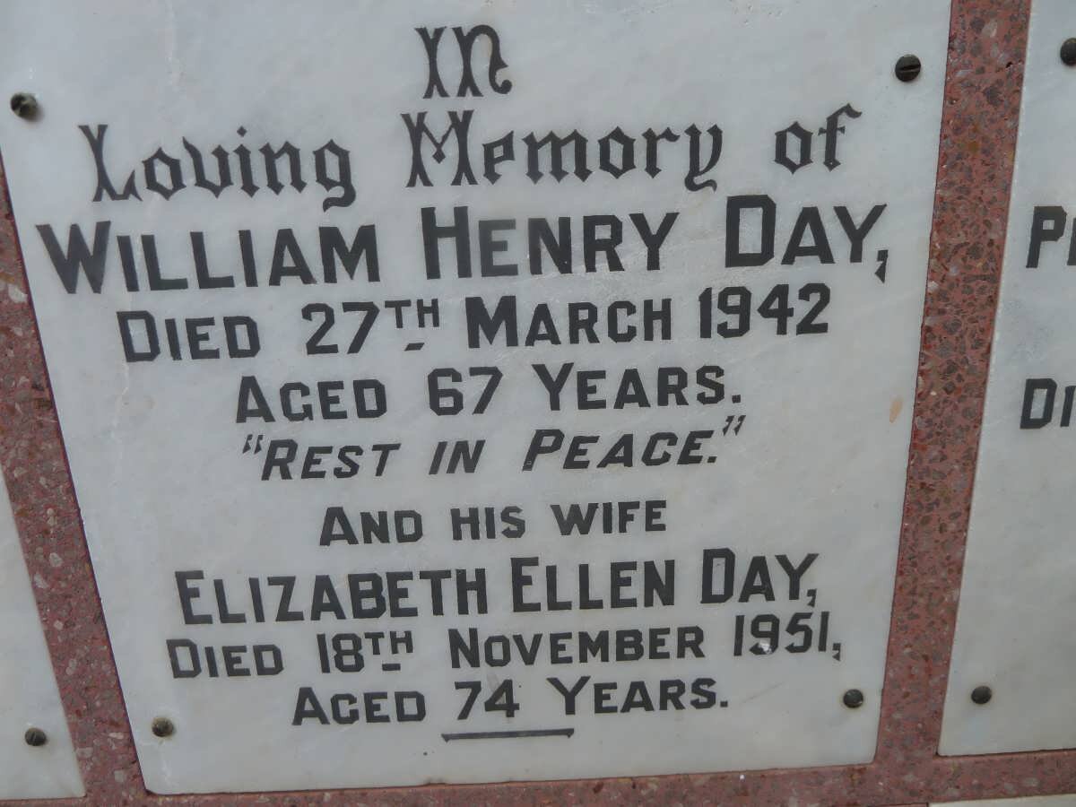 DAY William Henry -1942 &amp; Elizabeth Ellen -1951