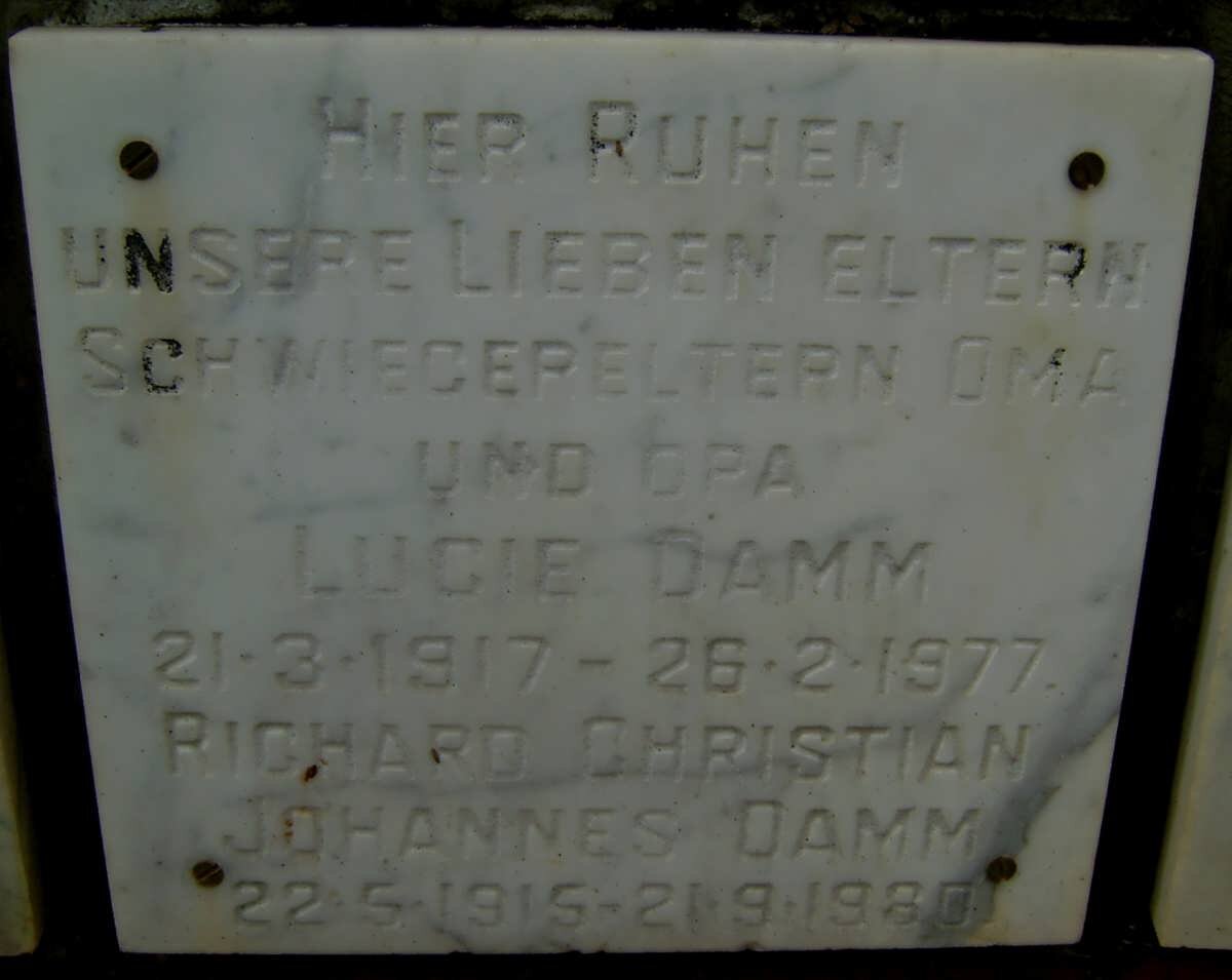 DAMM Richard Christian Johannes 1915-1980 &amp; Lucie 1917-1977