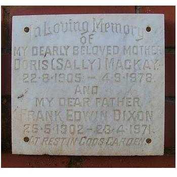 DIXON Frank Edwin 1902 - 1971 &amp; Doris  Mackay 1905 - 1978