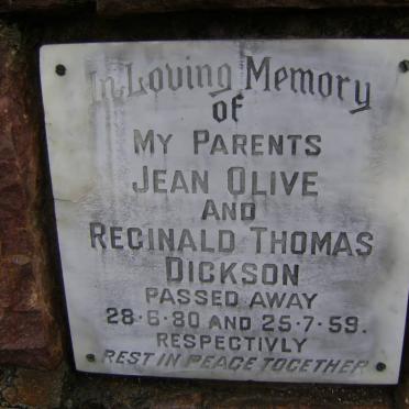 DICKSON Reginald Thomas -1959 &amp; Jean Olive -1980