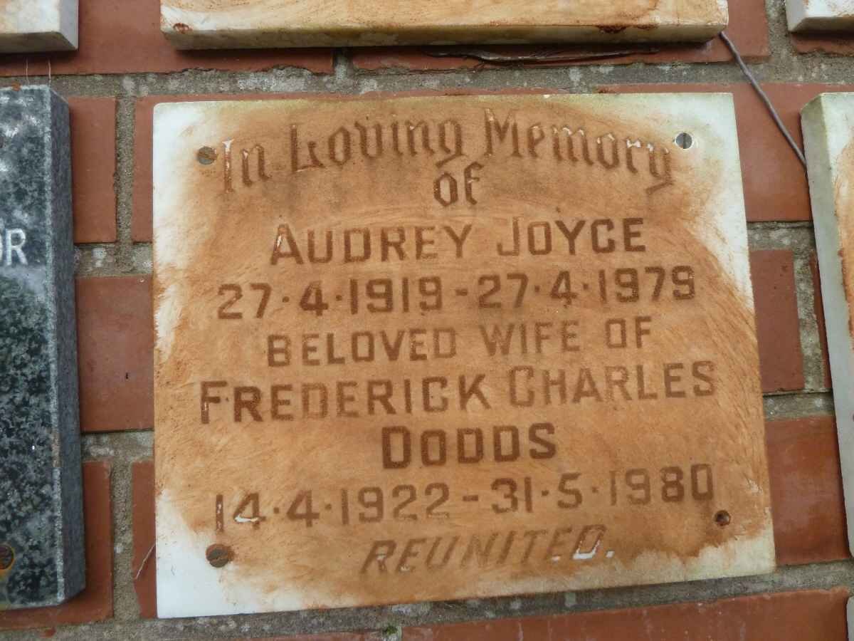 DODDS Frederick Charles 1922-1980 &amp; Audrey Joyce 1919-1979