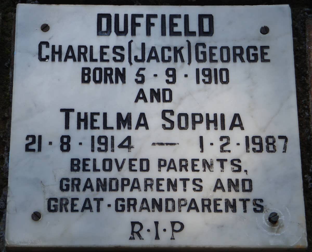 DUFFIELD Charles George 1910- &amp; Thelma Sophia 1914-1987