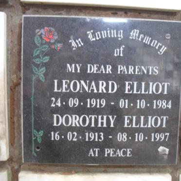 ELLIOT Leonard 1919-1984 &amp; Dorothy 1913-1997