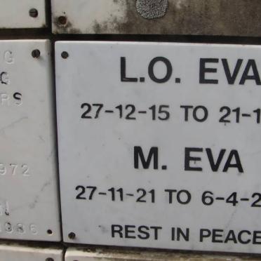 EVA L.O. 1915-1971 &amp; M. 1921-2003