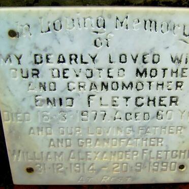 FLETCHER William Alexander 1914-1990 &amp; Enid -1977