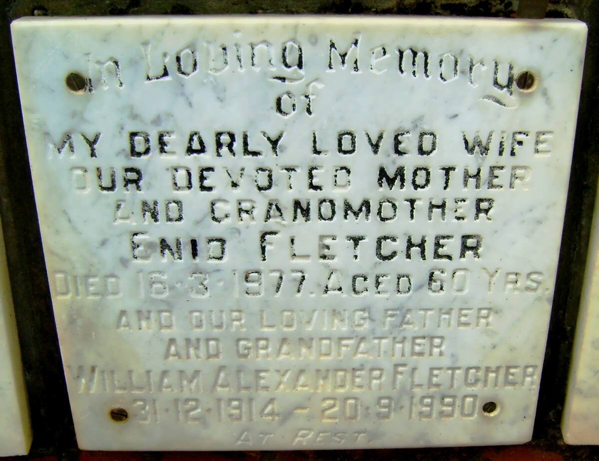 FLETCHER William Alexander 1914-1990 &amp; Enid -1977