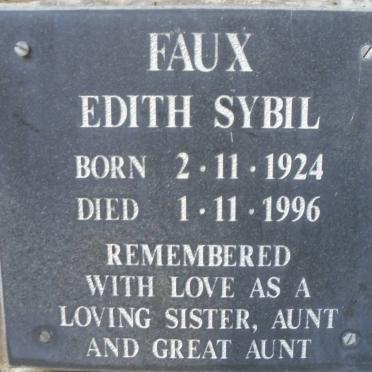 FAUX Edith Sybil 1924-1996