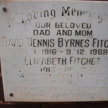 FITCHET David Dennis Byrnes 1916-1969 &amp; Elizabeth 1913-1985