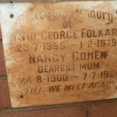 FOLKARD David George 1955-1979 :: COHEN Nancy 1900-1981